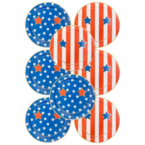 Stars & Stripes Smiley Plates