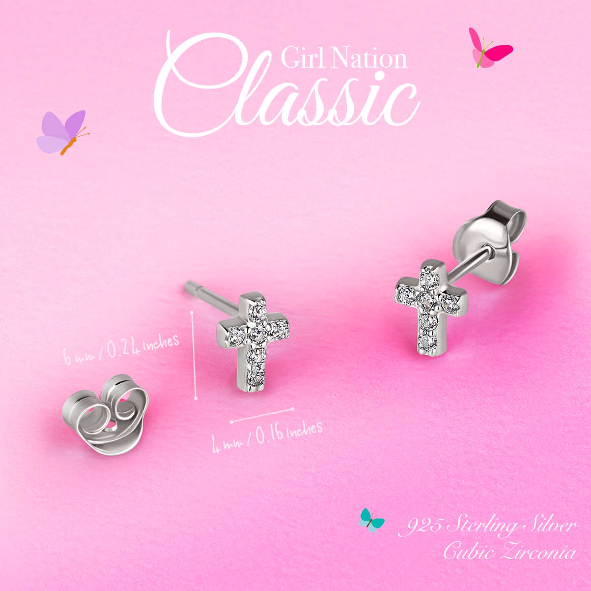 Girls Cross Earrings - Hypoallergenic