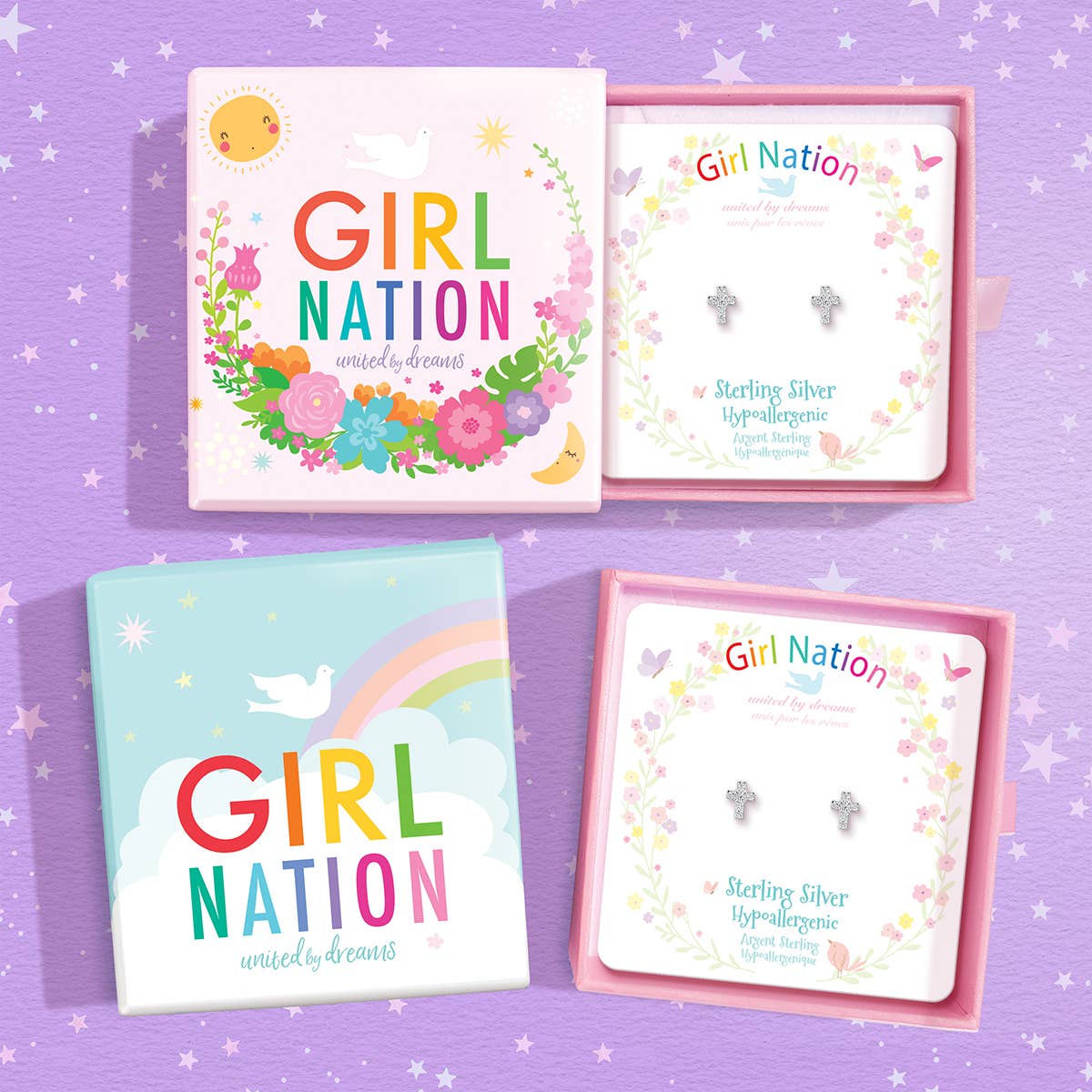 Girls Cross Earrings - Hypoallergenic