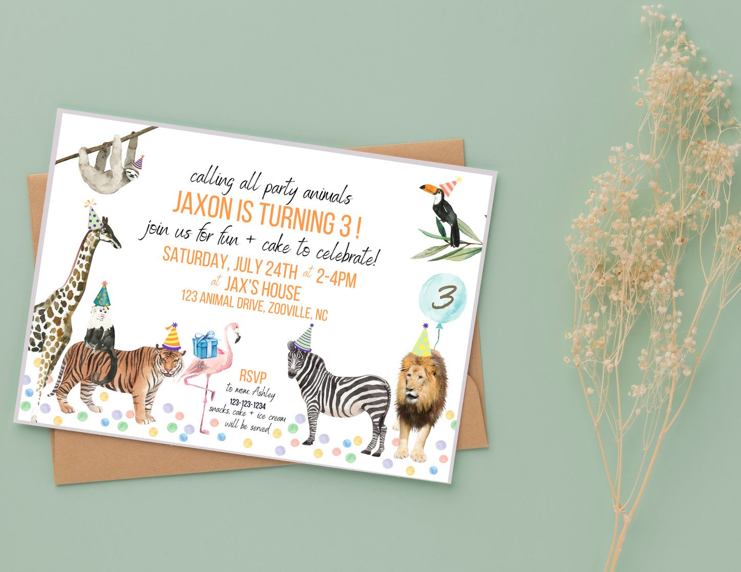 Party Animal Birthday Invitation