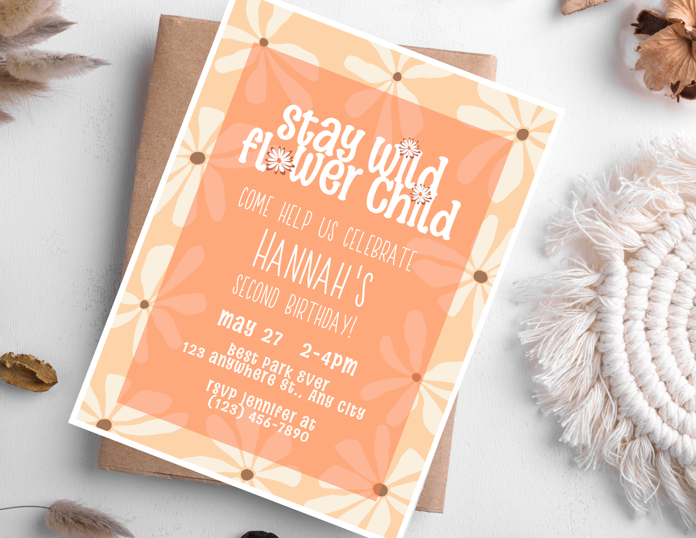 Boho Wildflower Baby Shower Invitation