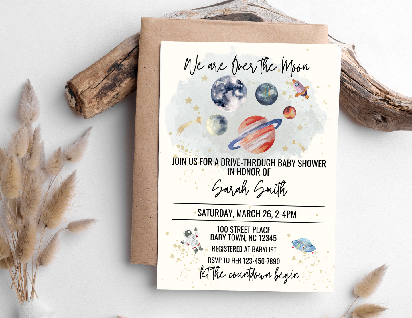 Over the Moon Baby Shower Invitation