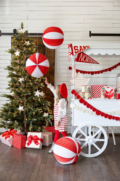 Red and Cream Scalloped Felt Banner Set