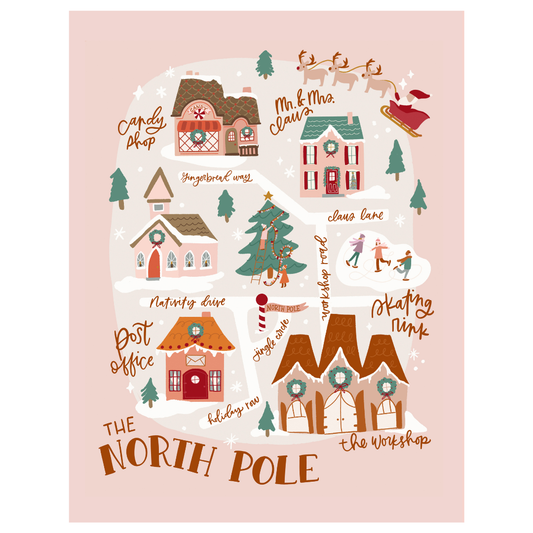 Pink North Pole Map Banner