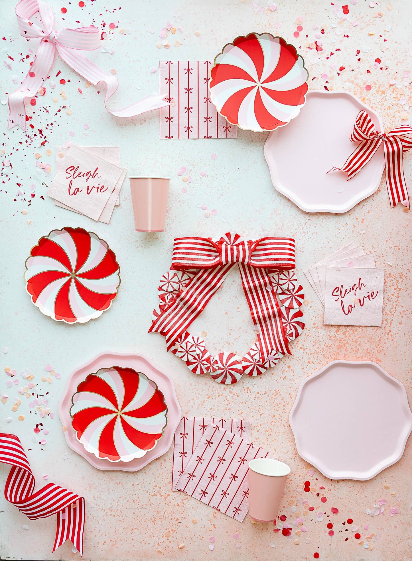 CHRISTMAS PEPPERMINT CANDY SMALL SCALLOPED PLATES