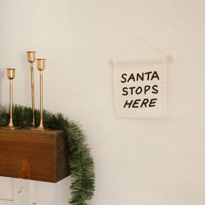 Santa stops here hang sign