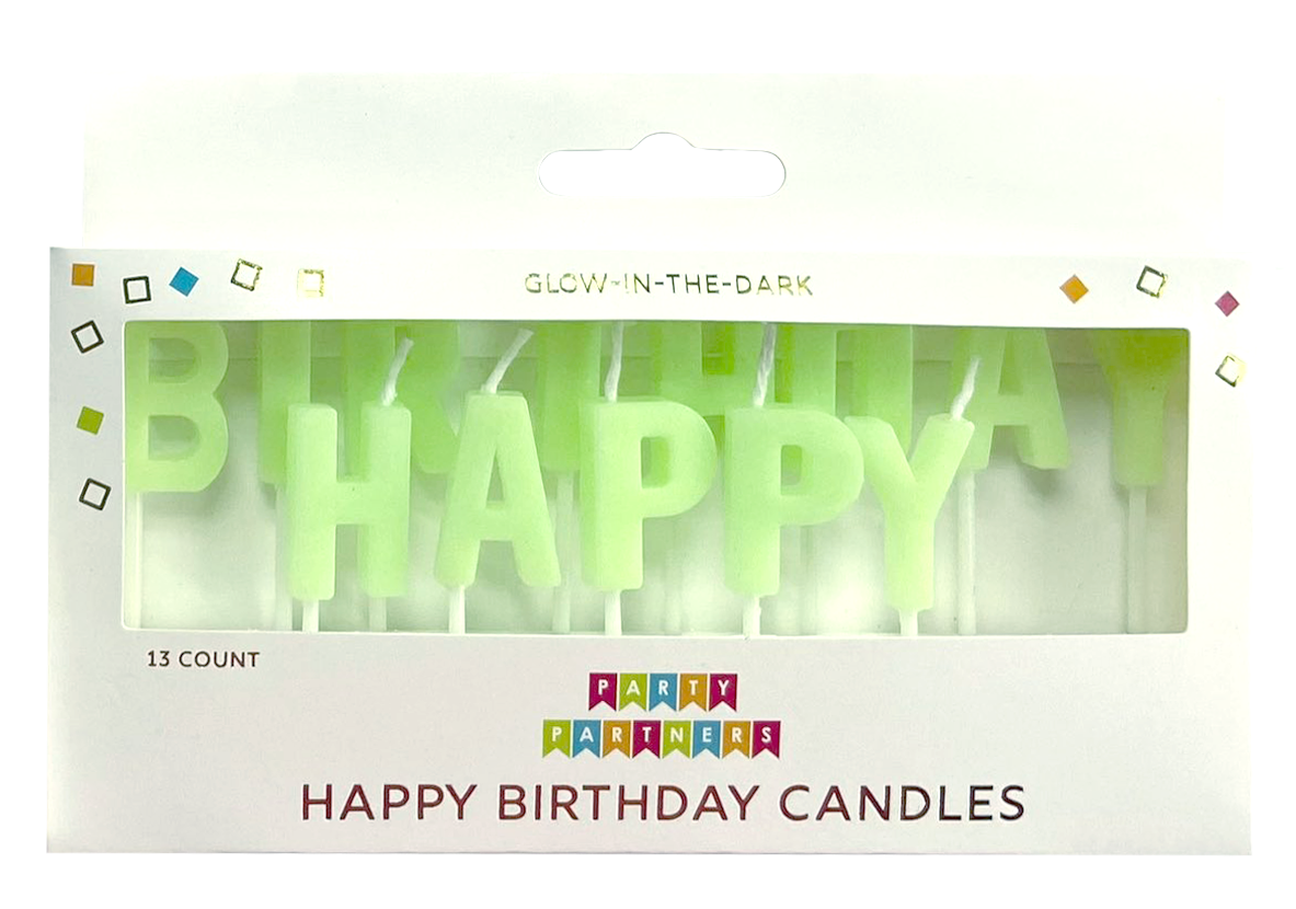 Happy Birthday Glow In The Dark Candle Set