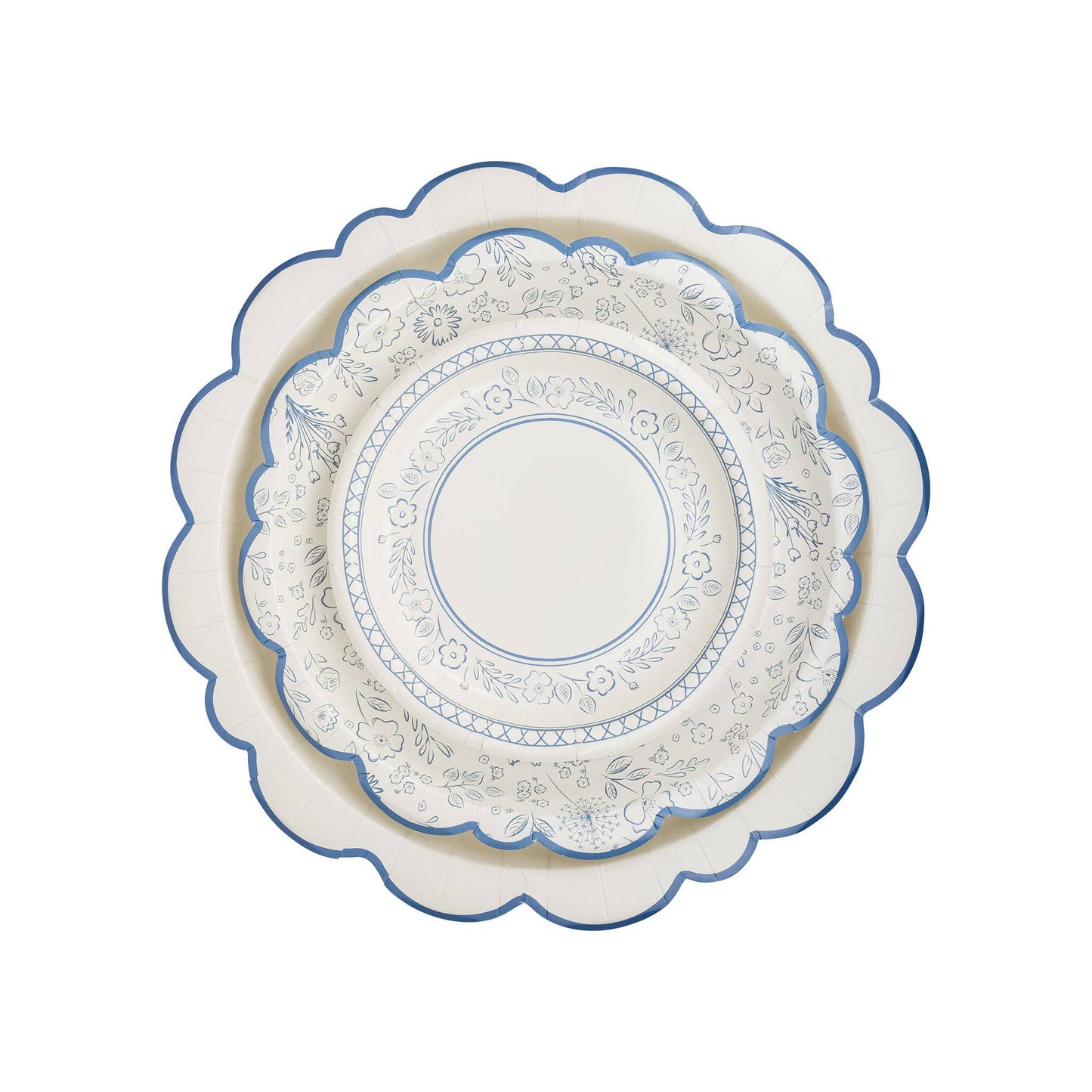 Tea Party Pembroke Cream with Blue Edge 12" Plate