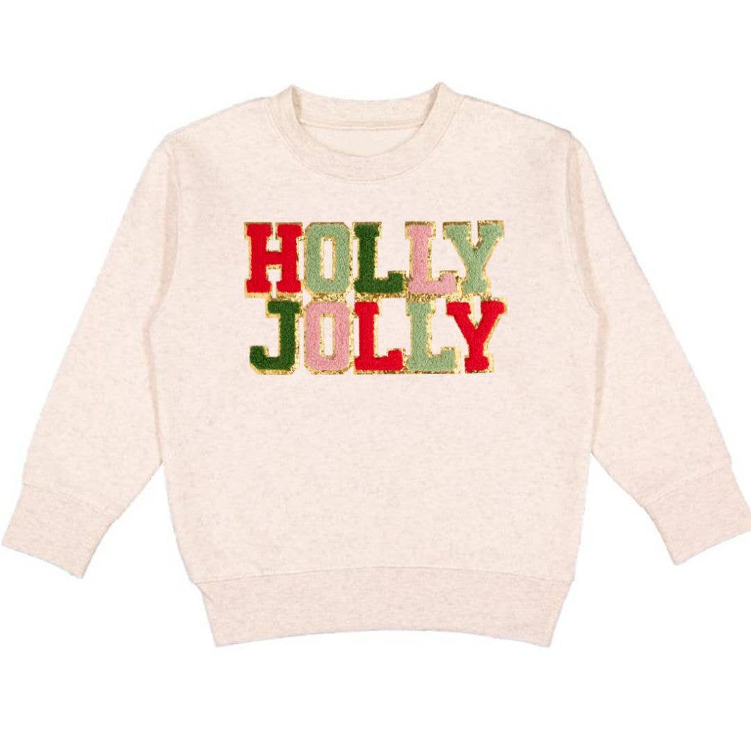 Holly Jolly Patch Christmas Sweatshirt - Kids Holiday