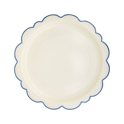 Tea Party Pembroke Cream with Blue Edge 12" Plate