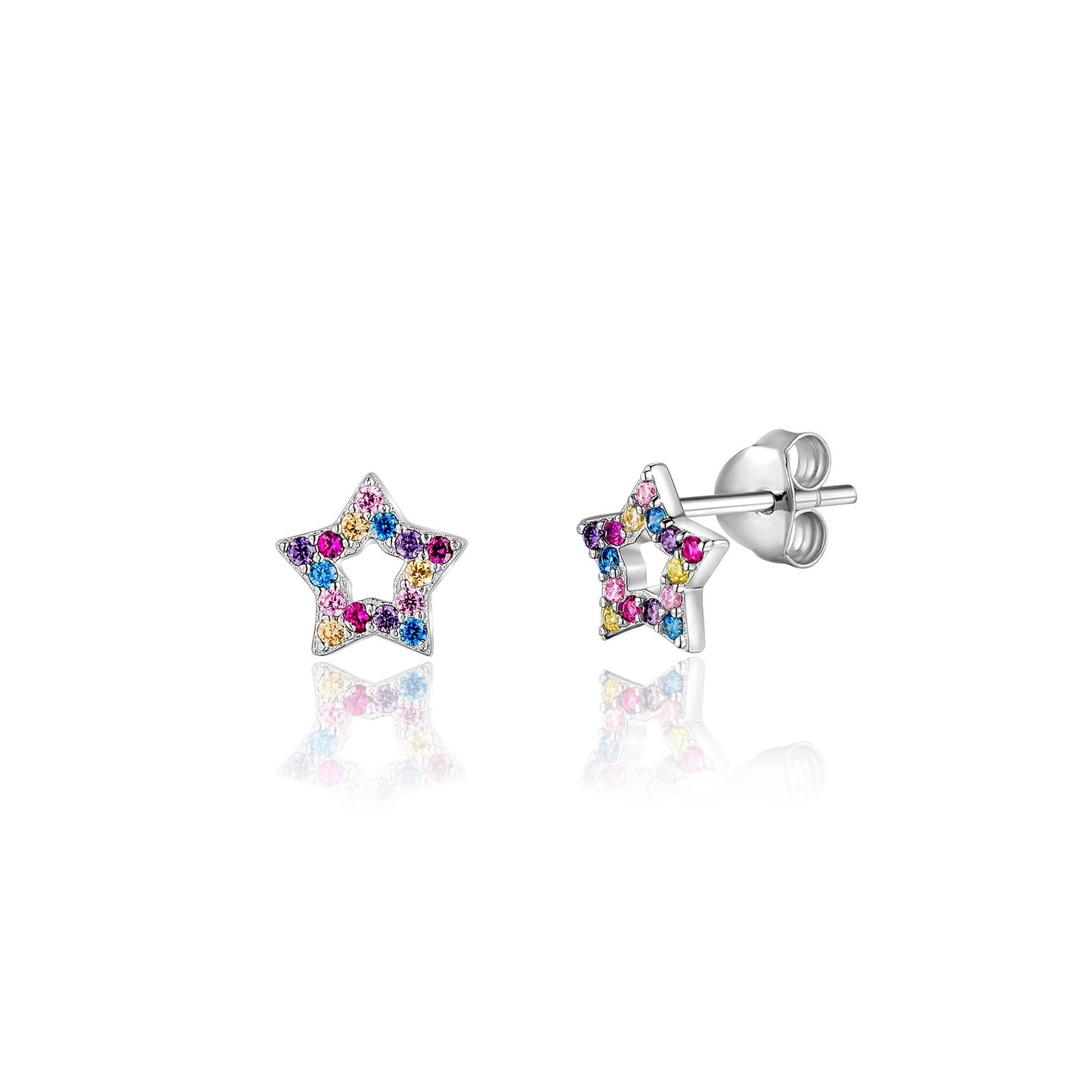 Multi-Colored Sterling Silver Star Earrings - Hypoallergenic