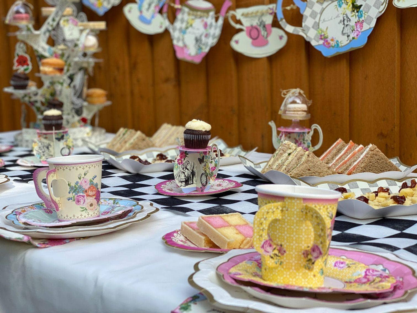 Vintage Paper Teacups and Saucers Set