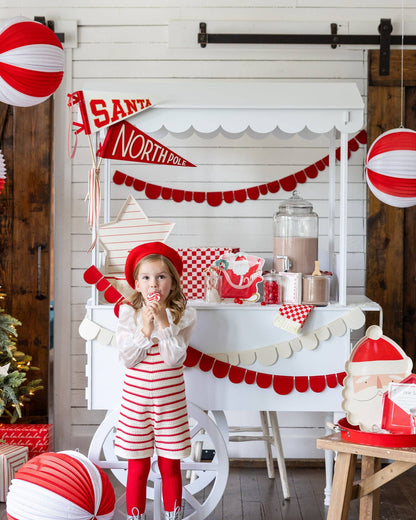 Red and Cream Scalloped Felt Banner Set