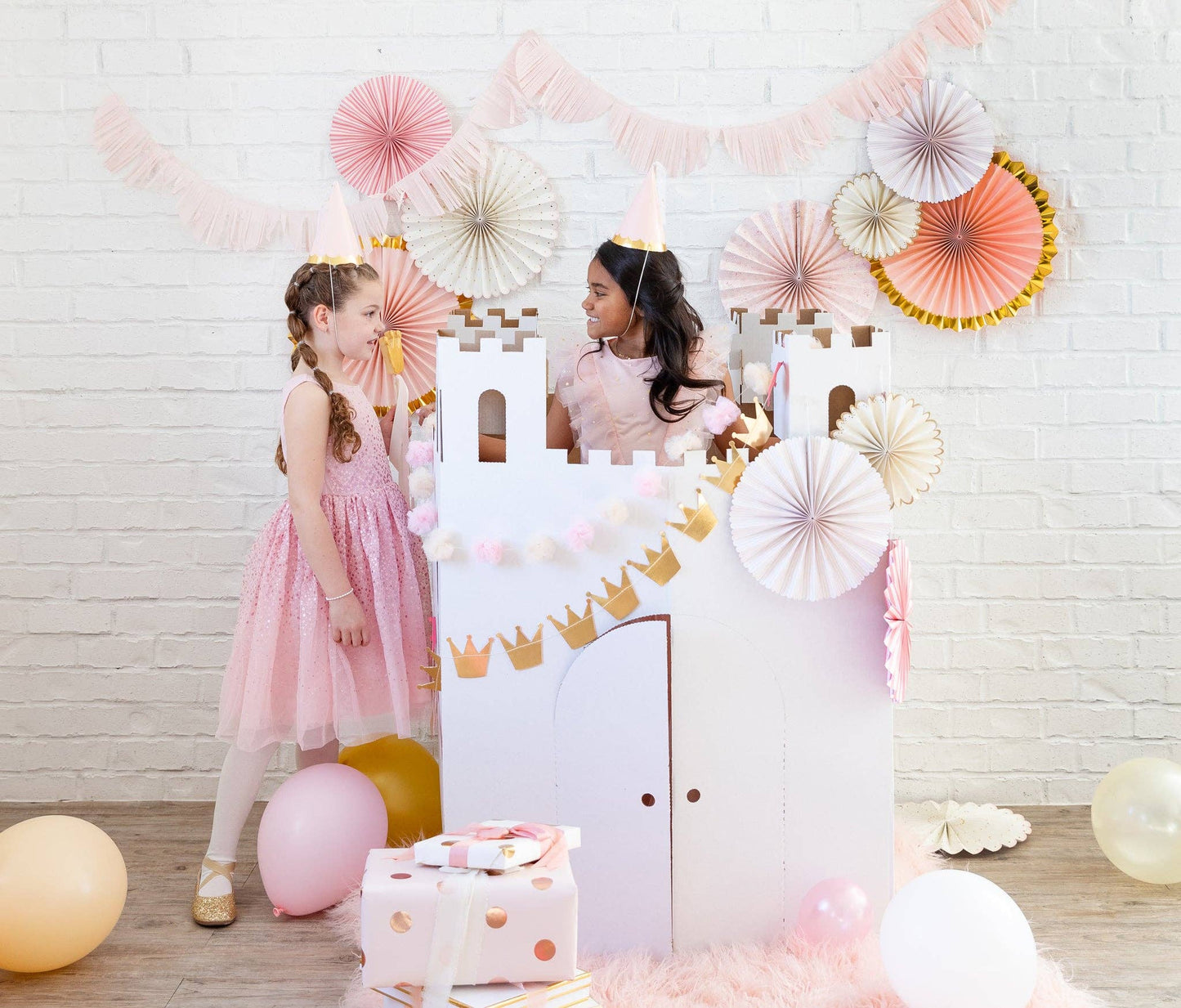 Princess Crowns and Pom Pom Tulle Banner Set