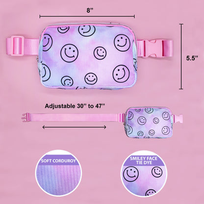 Kids Belt Bag - Tie Dye Smiley Face Crossbody Fanny Pack