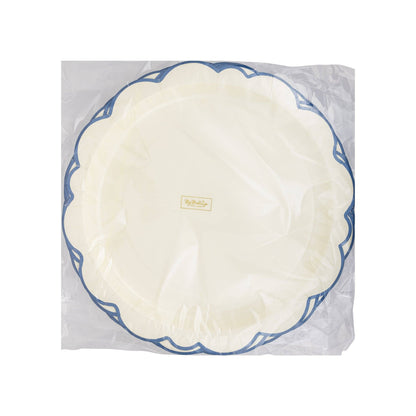 Tea Party Pembroke Cream with Blue Edge 12" Plate