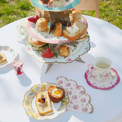 Vintage Paper Teacups and Saucers Set