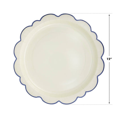 Tea Party Pembroke Cream with Blue Edge 12" Plate