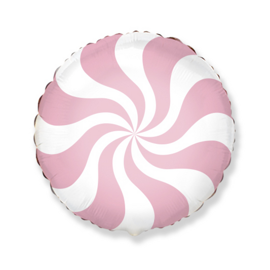 Peppermint Swirl Mylar Balloon - Pink