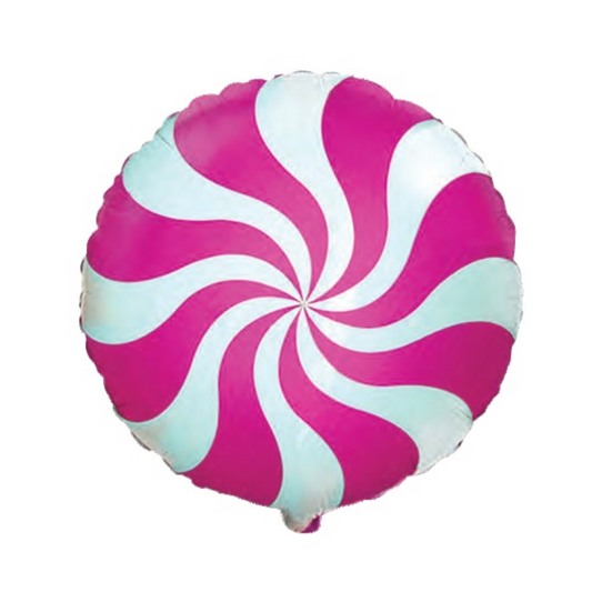 Peppermint Swirl Mylar Balloon - Fuchsia