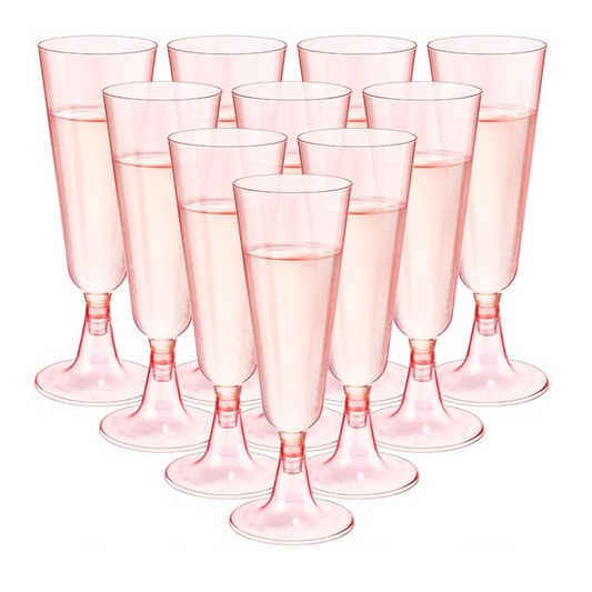 Pink Plastic Champagne Flutes