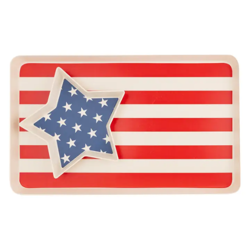 American Flag Stacked Bamboo Tray Set