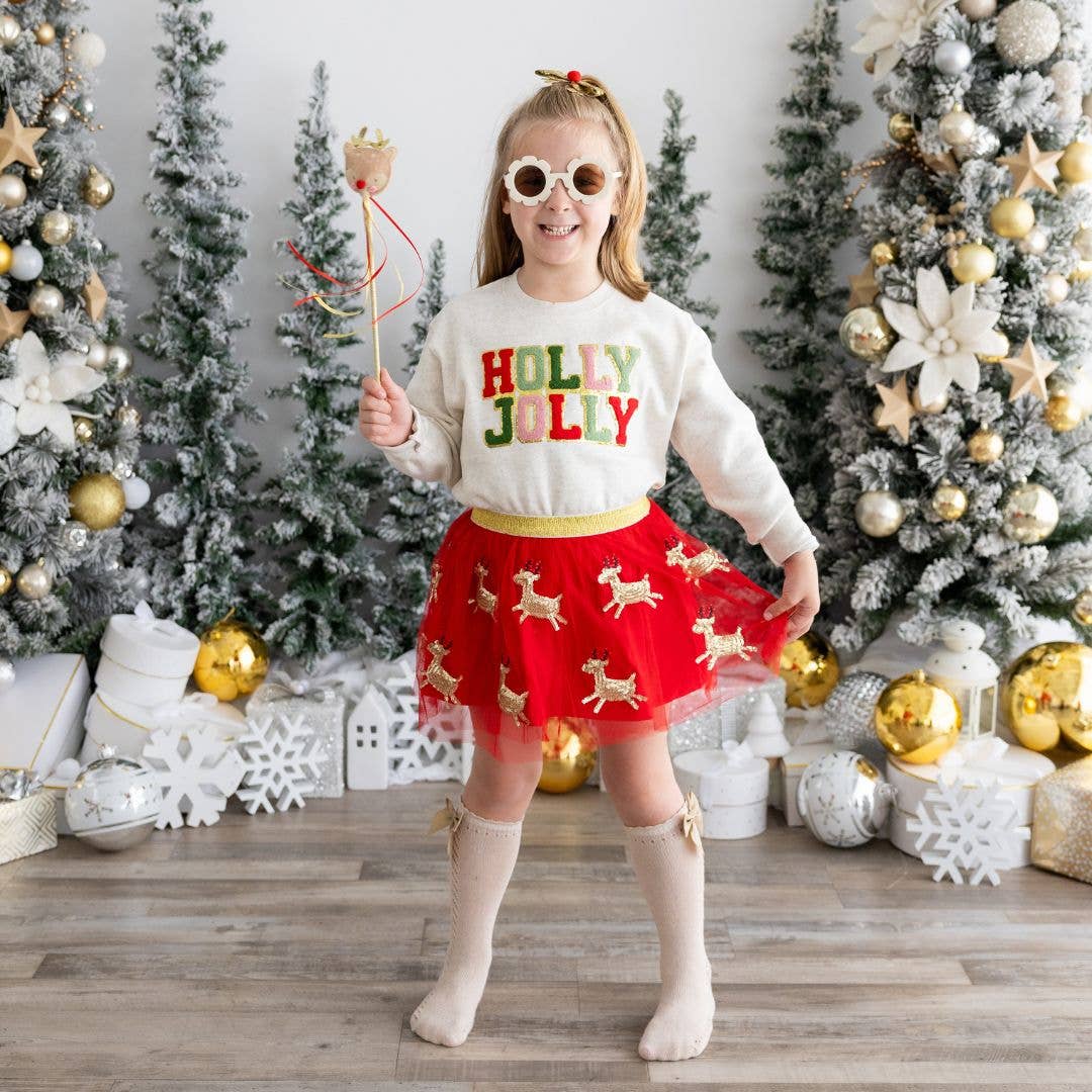 Holly Jolly Patch Christmas Sweatshirt - Kids Holiday