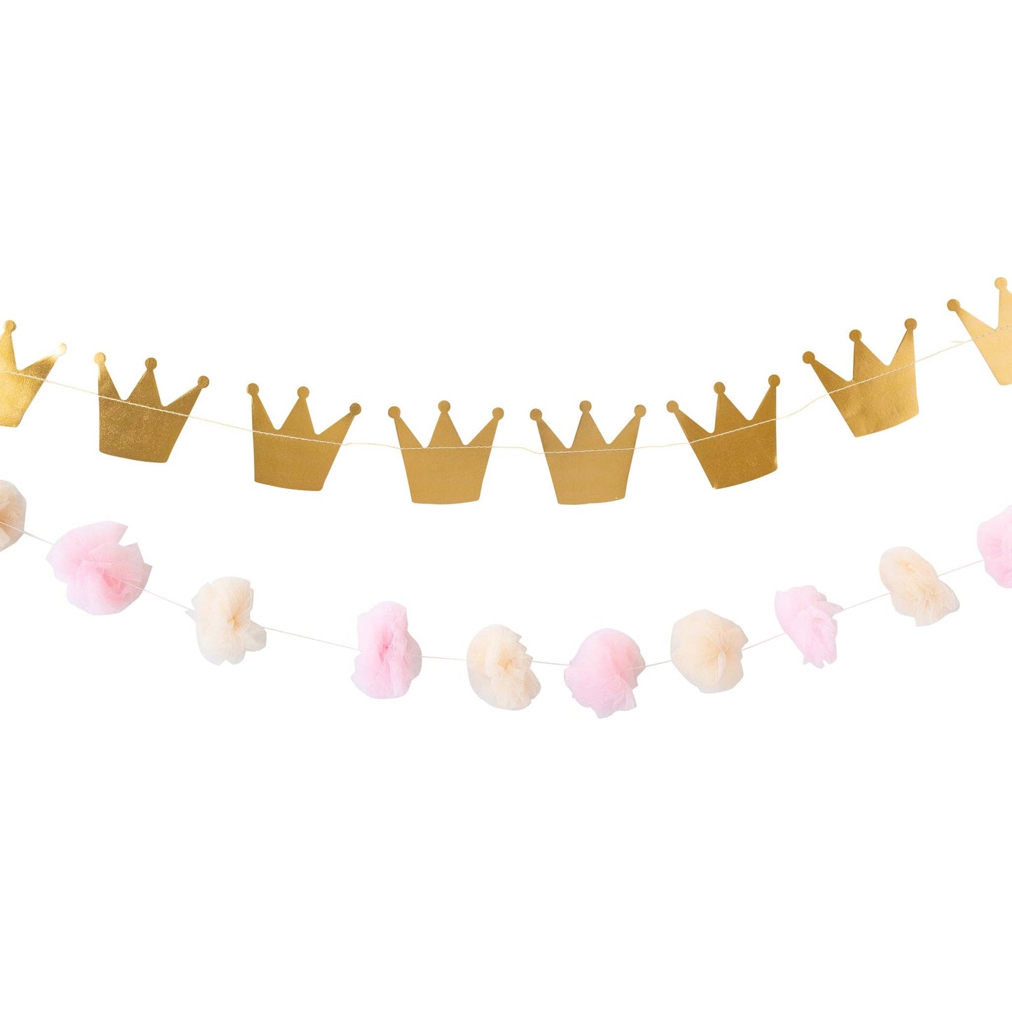 Princess Crowns and Pom Pom Tulle Banner Set