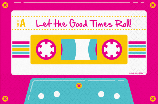 Retro Party Supplies - Cassette Tape Napkins For 70's, 80's,