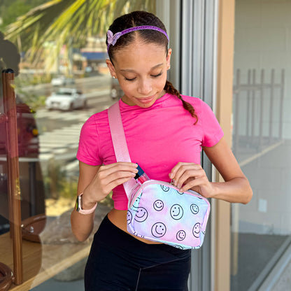 Kids Belt Bag - Tie Dye Smiley Face Crossbody Fanny Pack