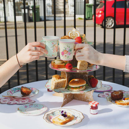 Vintage Paper Teacups and Saucers Set