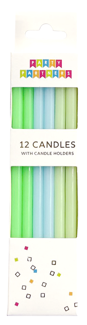 Green & Blue 12 Candle Set