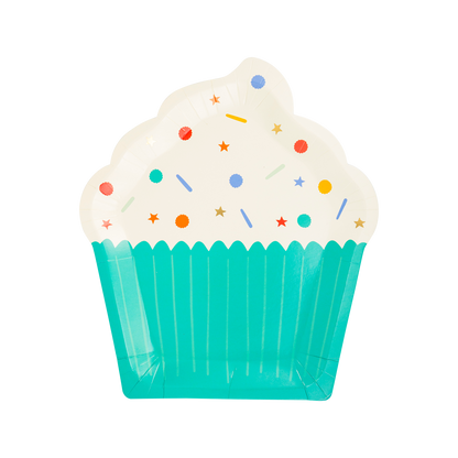 Colorful Birthday Cupcake Shaped Plate