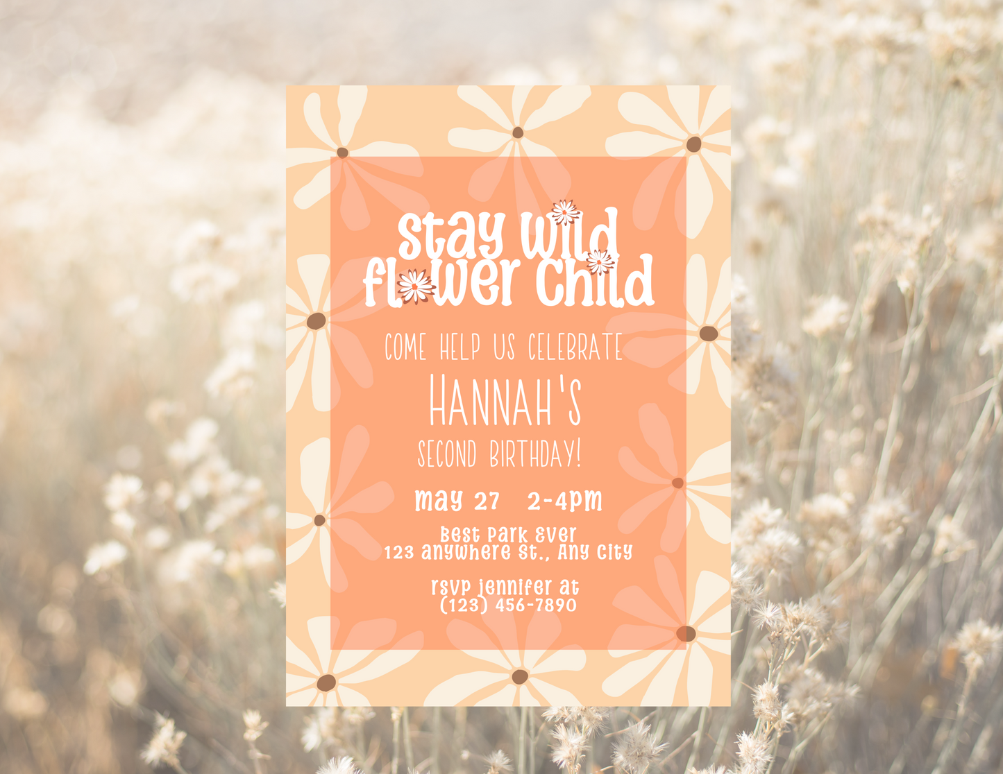 Stay Wild Flower Child Digital Invitation