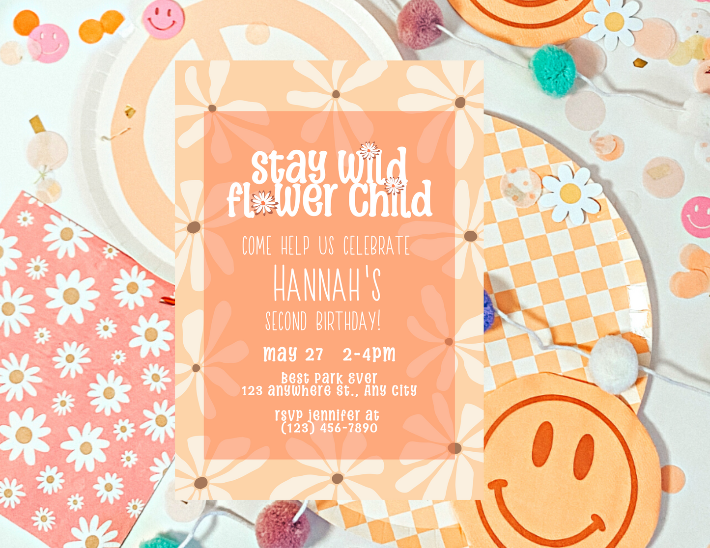 Stay Wild Flower Child Digital Invitation