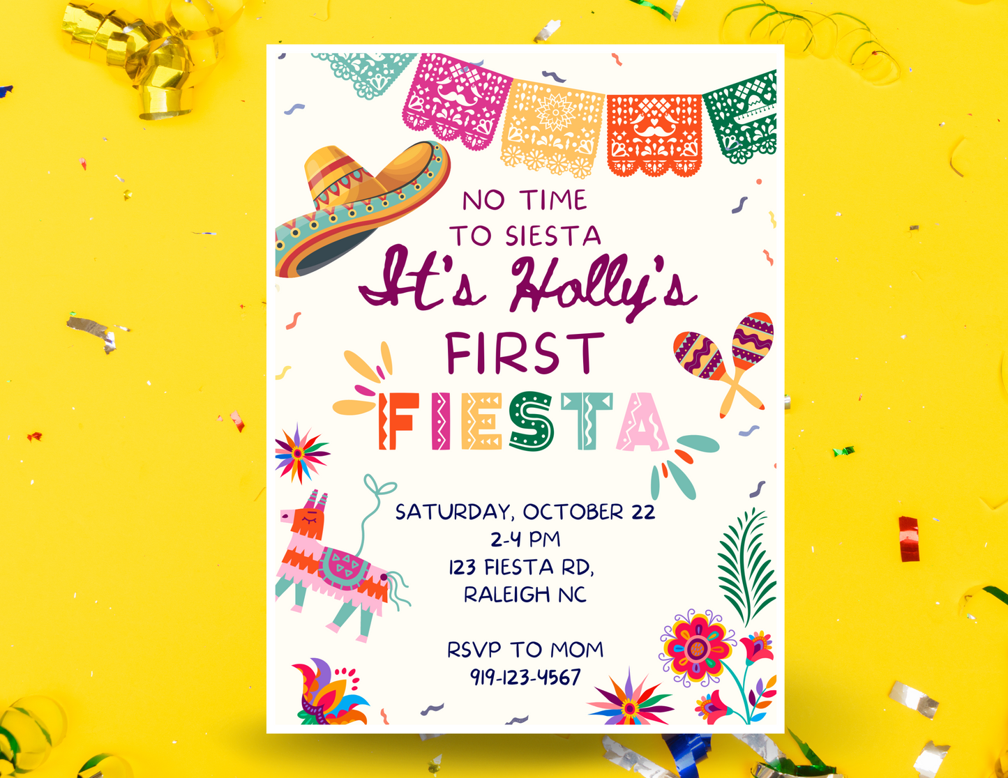 First Fiesta First Birthday Girl Invitation