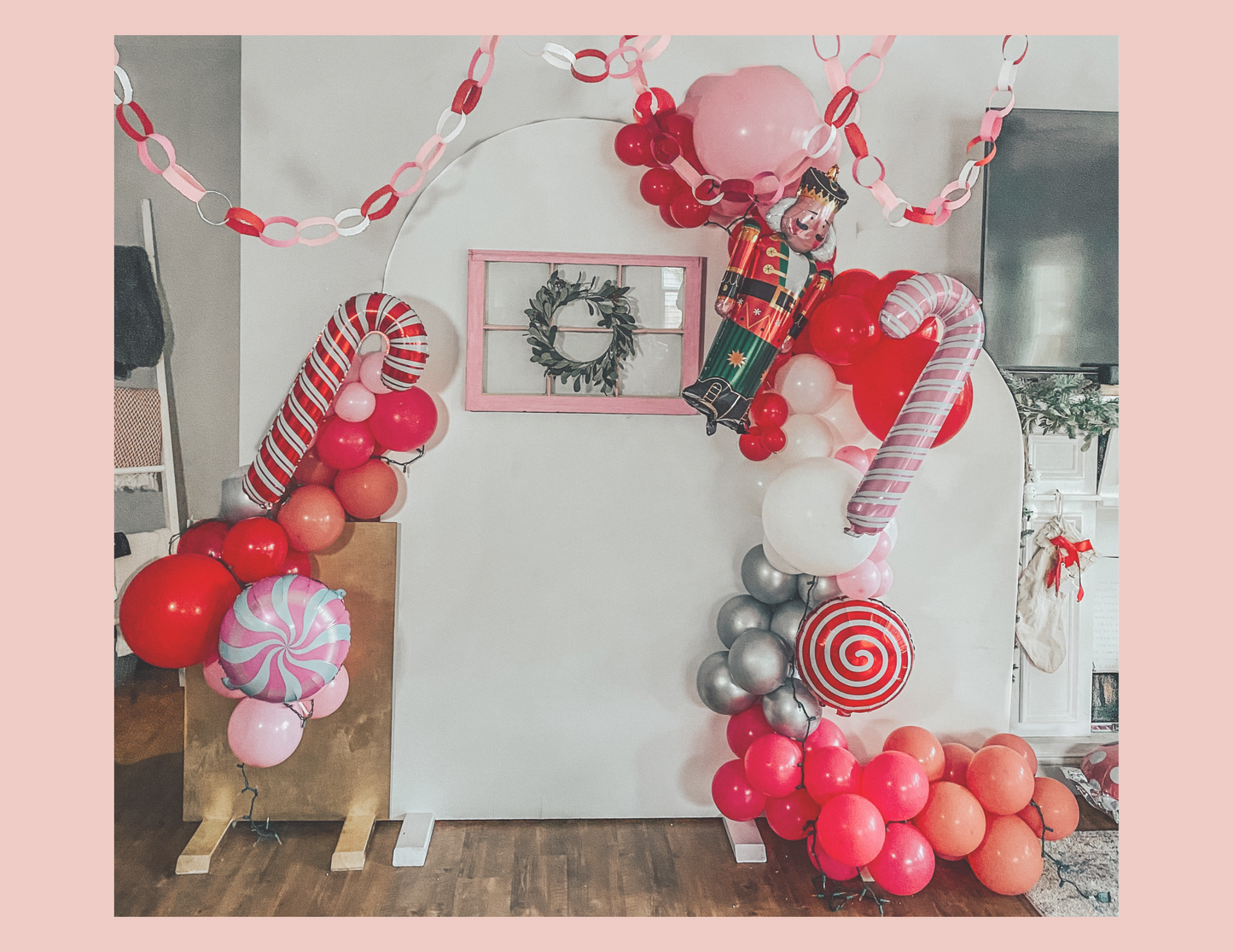205pcs Red Pink Christmas Balloon Garland Kit