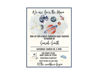Over the Moon Baby Shower Invitation